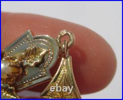 Importante croix pendentif ancien Provence perles or rose 18 carats 7,9g French