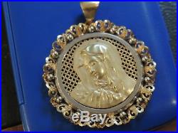 Importante médaille vierge ancienne en or jaune 18 carats