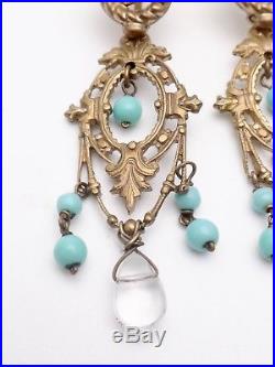 Importants pendants doreilles en pomponne et perles dormeuses ancienne XIXeme