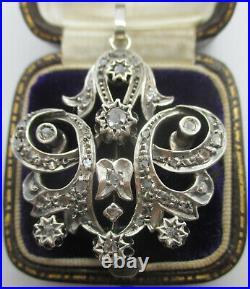 Imposant pendentif ancien XIX pavé 40 diamants or 18 carats 750 et argent 10,7g