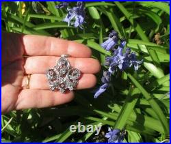 Imposant pendentif ancien XIX pavé 40 diamants or 18 carats 750 et argent 10,7g