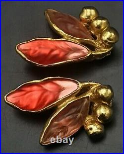 Kenzo Ancienne Paire De Boucles D'oreilles Clip Metal & Resine Vintage Earrings