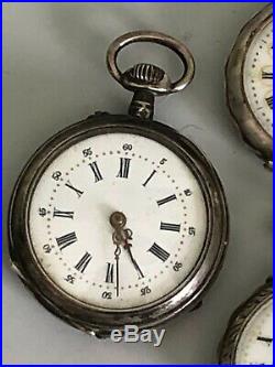 LOT 5 ANCIENNES MONTRES A GOUSSET DE FEMME ARGENT pocket watch reloj