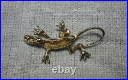 Lézard Gecko Broche Iguane 14K Or Milieu Du Siècle Ancien de Valeur Bijoux Great