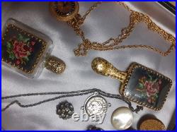 Lot Bijoux Anciens Broche+Bague+Collier Montre. Gousset+Miroir+Diver+ Poinçons