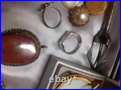 Lot Bijoux Anciens Broche+Bague+Collier Montre. Gousset+Miroir+Diver+ Poinçons