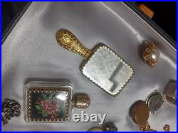 Lot Bijoux Anciens Broche+Bague+Collier Montre. Gousset+Miroir+Diver+ Poinçons
