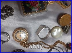 Lot Bijoux Anciens Broche+Bague+Collier Montre. Gousset+Miroir+Diver+ Poinçons