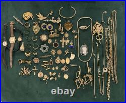 Lot De Bijoux Fantaisie Et Montres Plaque Or Ancien Et Récents Bon État Général