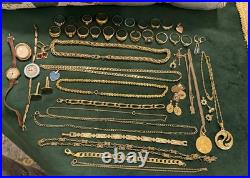 Lot De Bijoux Fantaisie Et Montres Plaque Or Ancien Et Récents Bon État Général