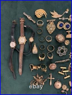 Lot De Bijoux Fantaisie Et Montres Plaque Or Ancien Et Récents Bon État Général