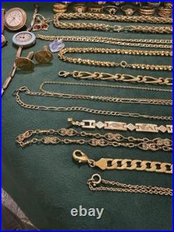 Lot De Bijoux Fantaisie Et Montres Plaque Or Ancien Et Récents Bon État Général