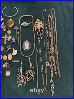 Lot De Bijoux Fantaisie Et Montres Plaque Or Ancien Et Récents Bon État Général