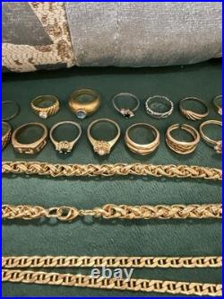 Lot De Bijoux Fantaisie Et Montres Plaque Or Ancien Et Récents Bon État Général