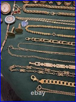 Lot De Bijoux Fantaisie Et Montres Plaque Or Ancien Et Récents Bon État Général