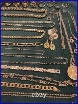 Lot De Bijoux Fantaisie Et Montres Plaque Or Ancien Et Récents Bon État Général