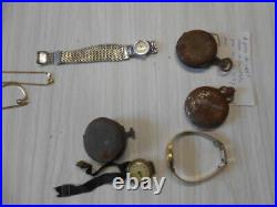 Lot bijoux anciens broche chaine argent montre pieces medaille gourmette