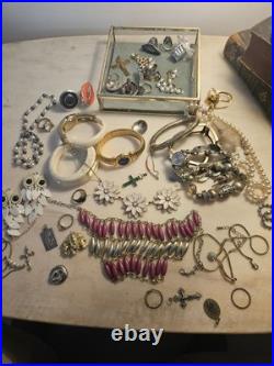 Lot bijoux anciens vintage & modernes + montres mécaniques argent fantaisie