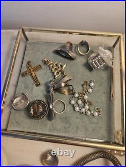 Lot bijoux anciens vintage & modernes + montres mécaniques argent fantaisie