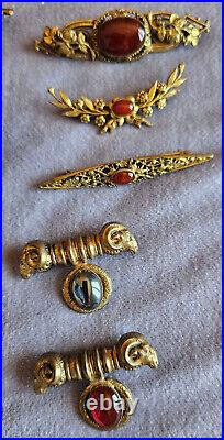 Lot de 10 bijoux anciens pour collection 8 broches 1 bracelet 1 chaîne de montre