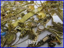 Lot de bijoux ancien divers doré plaqué or ancien fantaisie montre 1.1 kilos