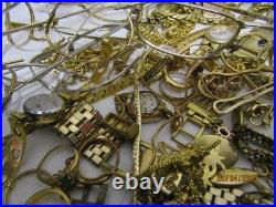 Lot de bijoux ancien divers doré plaqué or ancien fantaisie montre 1.1 kilos