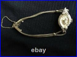 MONTRE DIAMANT VINTAGE GERMINAL VOLTAIRE 14K OR BLANC 17 bijoux, bracelet LENOX