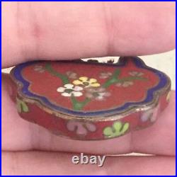Magnifique ancienne Vintage Chinois Cloisonné Collier Serrure Pendentif Floral