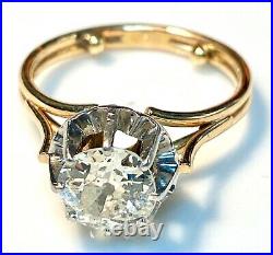 Magnifique bague ancienne or 18 carats Solitaire diamant 2,00 carat 5,09 g