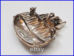 Marcassite Gemstone 925 Sterling Silver City Skyline Broche Pin new old stock