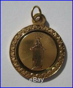 Médaille ancienne 1905 Vierge Miraculeuse Or 18 carats 3,3g French gold 750