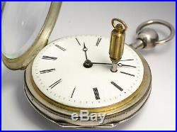 Montre Ancienne Gousset Coq A Sonnerie Quart En Argent Silver Verge Pocket Watch