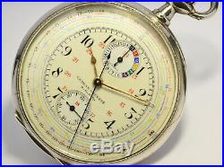 Montre Ancienne Gousset Omega Chronograph Silver 1900 Vintage Pocket Watch