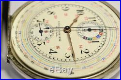 Montre Ancienne Gousset Omega Chronograph Silver 1900 Vintage Pocket Watch