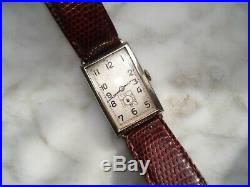 Montre Ancienne rectangulaire Homme Or Blanc 1930