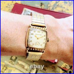 Montre-Bracelet Homme Ancienne Bulova Remontage Main 15 Bijou Plaqué Or