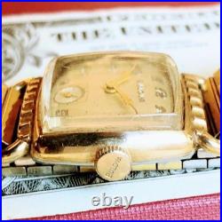 Montre-Bracelet Homme Ancienne Bulova Remontage Main 15 Bijou Plaqué Or