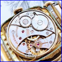 Montre-Bracelet Homme Ancienne Bulova Remontage Main 15 Bijou Plaqué Or