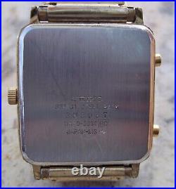 Montre-Bracelet Vintage Seiko Numérique Analogique Double Heure H449-5030 Rare Alarme Or