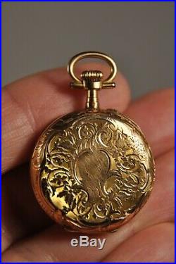 Montre De Col Ancien Or Massif 18k Antique Pocket Watch Solid Gold XIX