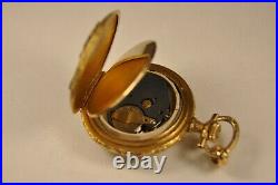 Montre De Col Gousset Ancien Or Massif 18k Emaille Antique Solid Gold Watch