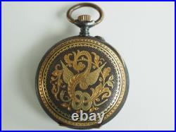Montre De Gousset Ancien Acier Damasquine Damascene Iron Pocket Watch