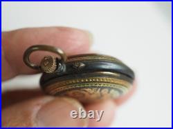 Montre De Gousset Ancien Acier Damasquine Damascene Iron Pocket Watch