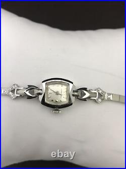 Montre Femme Longines Vintage Or Blanc 14K avec Diamants