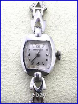 Montre Femme Longines Vintage Or Blanc 14K avec Diamants