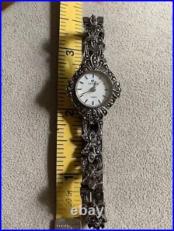 Montre Femme Vintage Cendrere Marcasites Analogique Quartz État Parfait