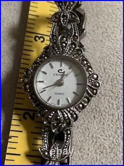 Montre Femme Vintage Cendrere Marcasites Analogique Quartz État Parfait