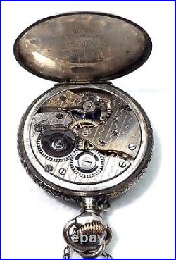 Montre antique brevet illusion boîtier en argent sterling Co, Elgin, ILL suisse