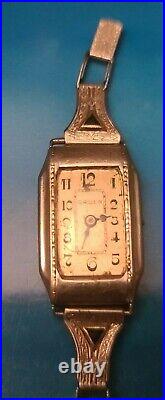 Montre-bracelet antique 1928 Gruen or blanc 14K 15 bijoux bracelet en acier inoxydable