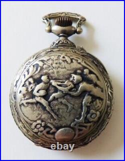 Montre de gousset poche Art Nouveau 1900 pocket watch ancien rugby sport